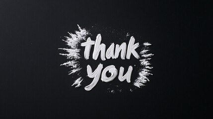 Thank You Written in White Paint on Black Background