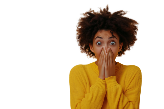 Astonishment! A Person's Amazed Reaction, Hands Covering Mouth in Shock and Surprise. Perfect for    - Powered by Adobe