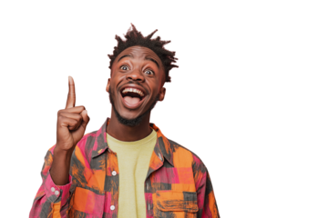 Eureka! Excited Person Pointing Upward, Celebrating Success, Achievement, Inspiration, Breakthrough,