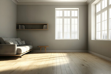 Fototapeta premium Sunlit Minimalist Living Room Interior Design