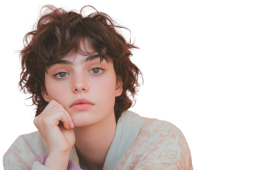 Thoughtful Person, Hand on Chin, Contemplative Pose, Pensive Expression, Decision Making,Problem    