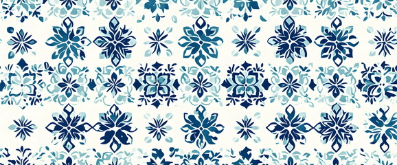 Blue and White Floral Pattern Textile Design