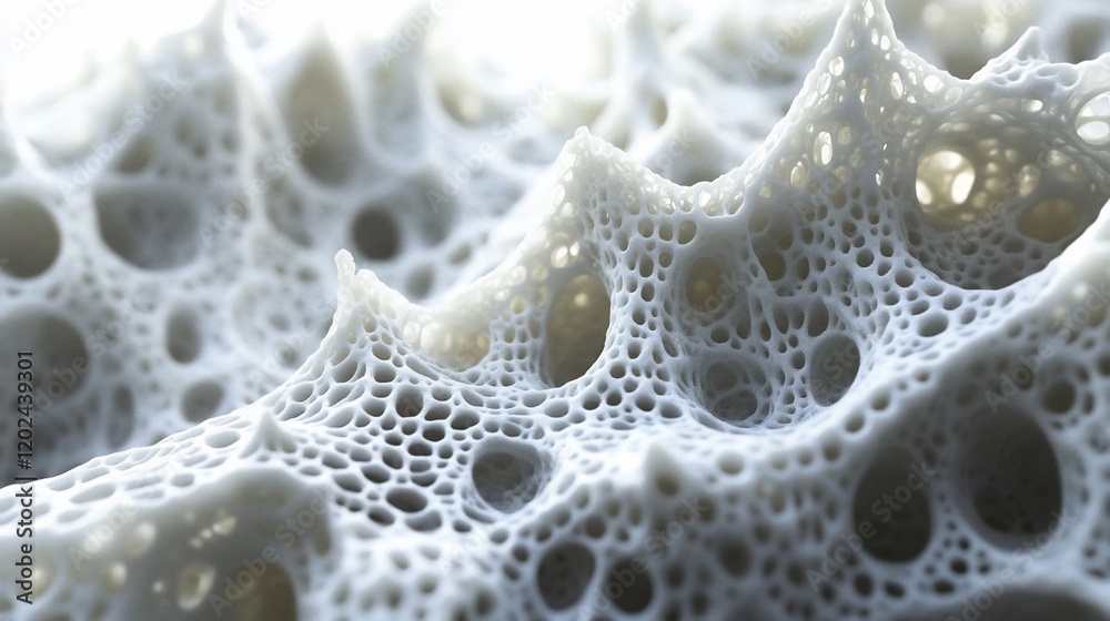 Poster abstract porous surface with irregular holes and peaks.