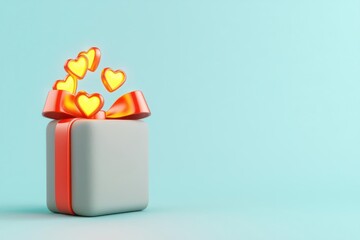 A gift box with hearts symbolizing love and affection.