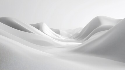 Obraz premium Abstract white landscape, minimalist hills and valleys.