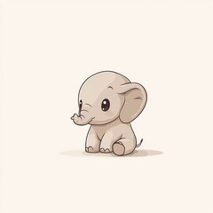 Fototapeta premium Cute baby elephant sitting, pastel background, children's illustration, perfect for cards