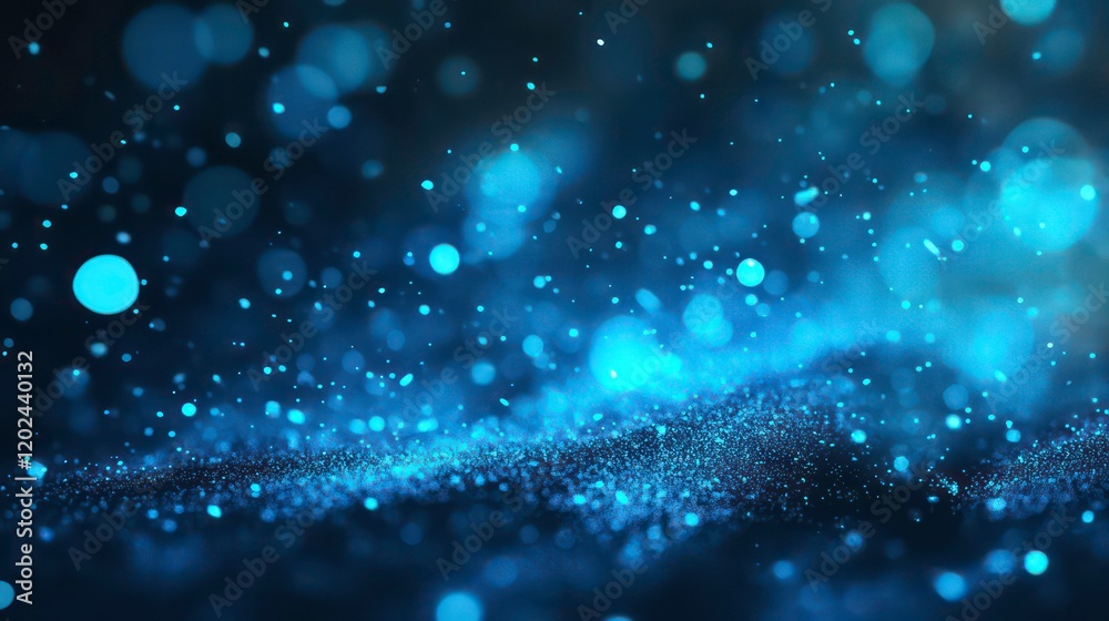 Sticker bright blue light burst with soft lens flare effects on dark background