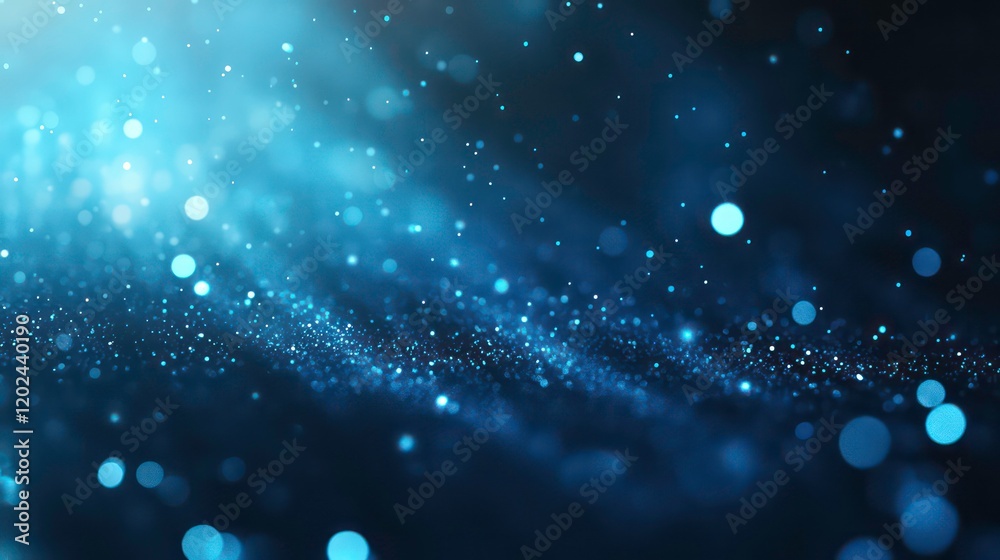 Wall mural bright blue light burst with soft lens flare effects on dark background