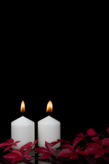 Photo of candles on black background