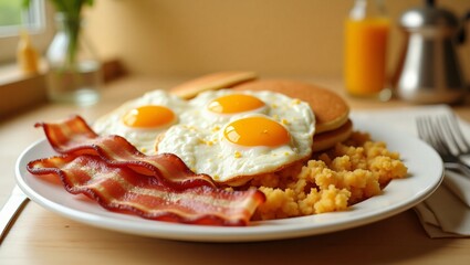 Bacon, Eggs, Pancakes, and Hashbrowns