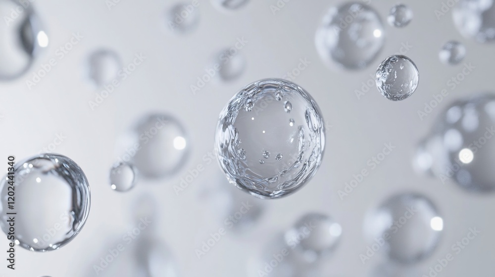Aufkleber Abstract background of floating transparent spheres.