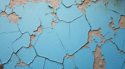 Fototapeta premium Close-Up of Cracked and Peeling Blue Paint on a Weathered Wall Surface