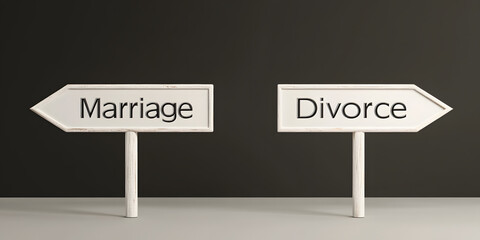 Marriage or Divorce? A symbolic image depicting a choice between two paths.