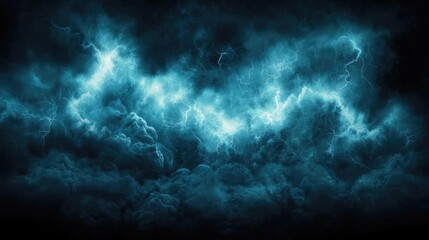 Dark stormy night sky with lightning; dramatic background for weather news