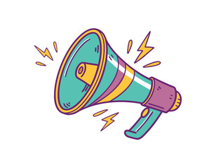 colorful megaphone illustration, representing loud announcement or communication. vibrant and eye-catching design suitable for marketing, promotions, or social media content.