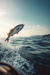 Obraz premium Jumping fish out of water