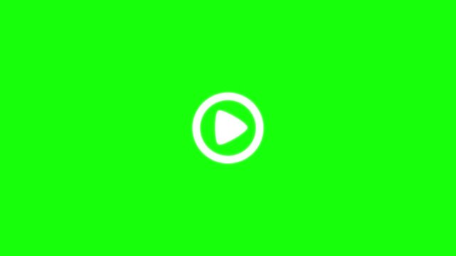 Animated play video icon on green screen