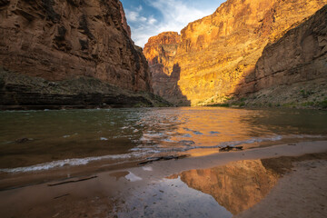 USA, Arizona, Grand Canyon National Park. Colorado River and cliffs.