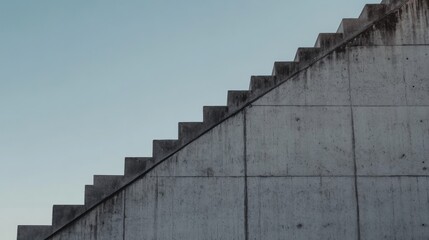 Concrete staircase ascending against a clear sky.