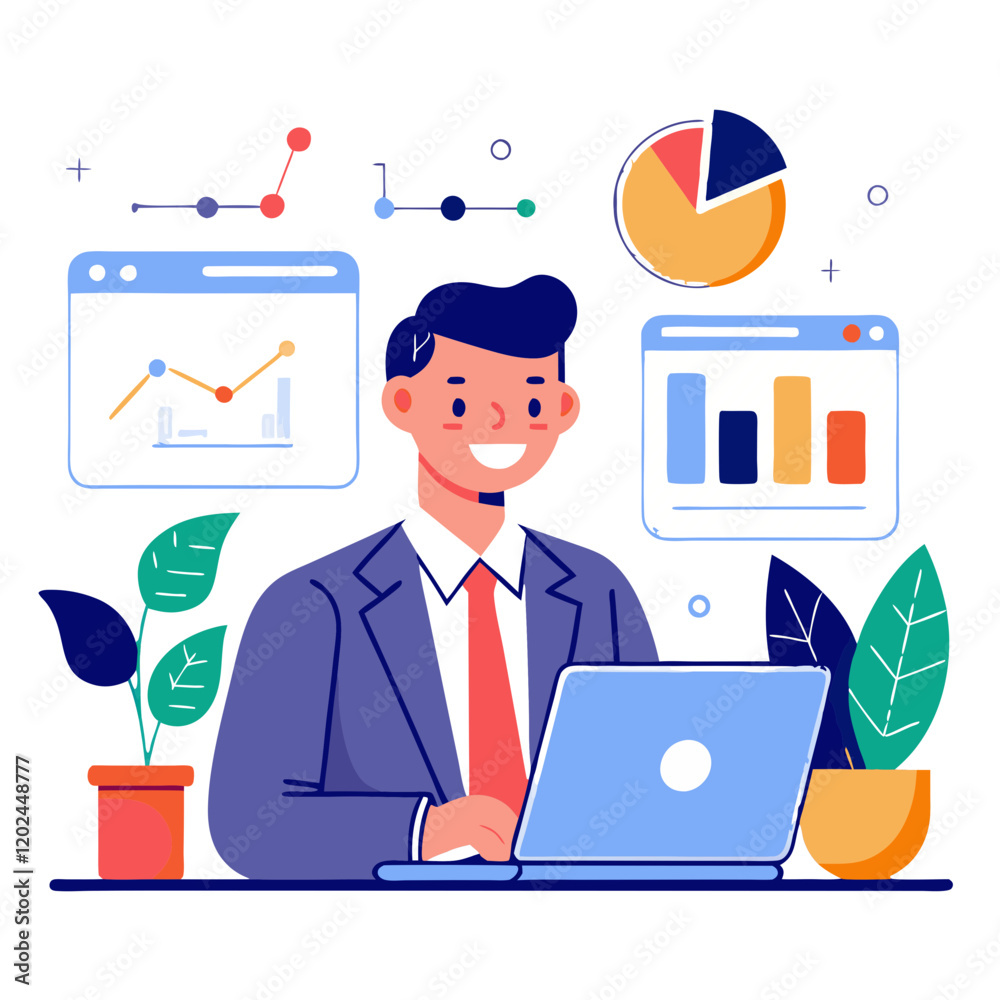 Poster a sales manager is engaged with crm software, monitoring team performance and analyzing data trends 