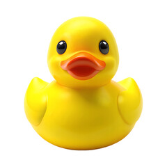 yellow duck rubber toy, isolated soft focus on the transparent background