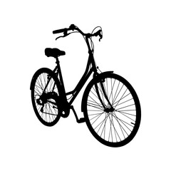 Fototapeta premium City bicycle silhouette, retro style bike front side view. Vintage look city bike. Png isolated on transparent background