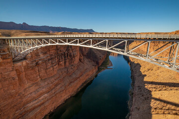 Fototapeta premium USA, Arizona, Marble Canyon. Navajo Bridge spans Colorado River.