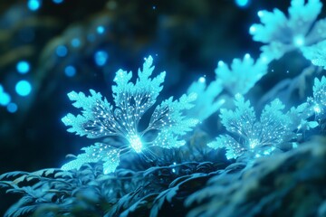 Obraz premium Illuminated Plants Glowing Brightly In The Night