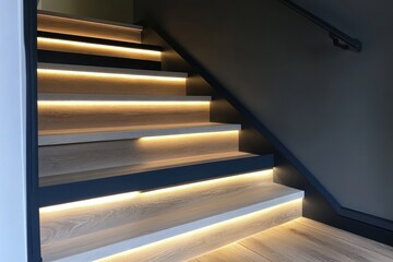 Modern home interior staircase LED lighting