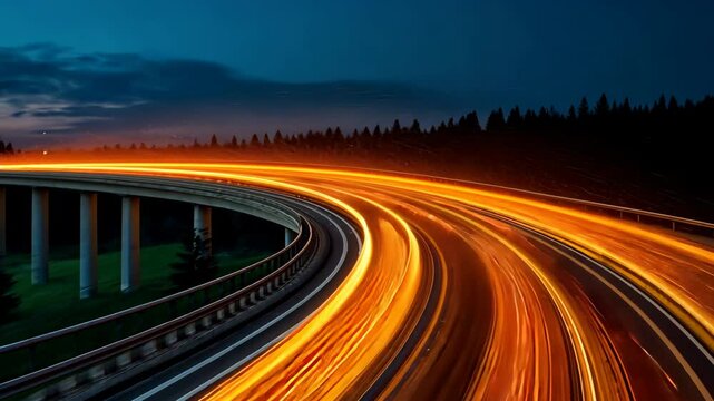 The digital information flow can be visualized as a fast paced highway with data speeding along like cars, accelerating towards the future of technology.