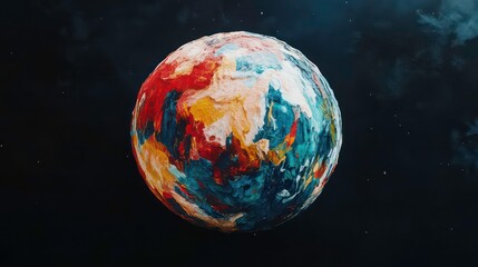 Colorful abstract planet floating in deep space representing a new world