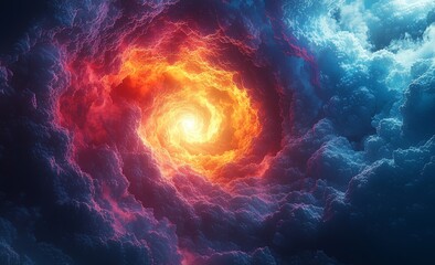 In this surreal setting, towering, otherworldly mountains rise above a winding river, bathed in the warm light of a dramatic sunset