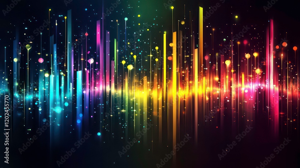 Canvas Prints colorful sound wave visualization on a dark background