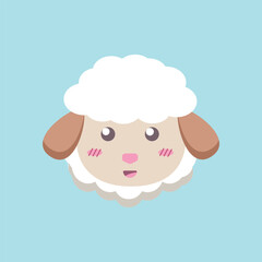A cute vector illustration of a sheep head cartoon