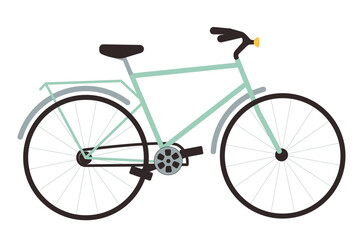 Fototapeta premium Bicycle side view. Bike with classic frame, retro design, modern vintage style. Eco transport with wheels, pedals.