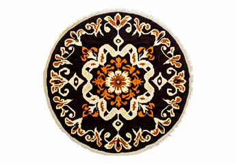 Round Rug with Intricate Floral Mandala Design