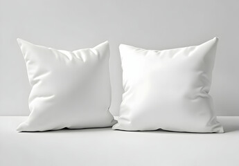 Two Pristine White Pillows on a Clean Surface Mockup