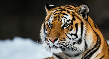 Fototapeta premium Majestic tiger portrait showcasing striking features and vibrant colors