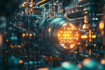 Obraz premium Futuristic Industrial Machine Glowing Core Technology