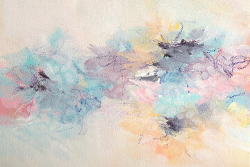 Art oil, Acrylic smear brush stroke blot painting canvas wall. Abstract texture pink, beige pastel neutral color stain background.