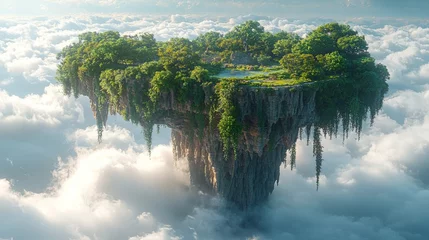 Fototapeten Portray surreal dreamscapes with swirling clouds, ethereal floating islands, and landscapes that spark imagination. Clean and clear color, realistic photo, minimalism © typepng