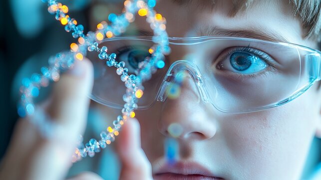 Young Scientist Exploring Futuristic Biotechnology Network