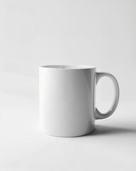 Fototapeta premium Simple white mug on a minimalistic surface evokes a sense of calm and charm during morning routines or cozy breaks