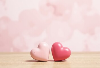Fototapeta premium pink hearts on table