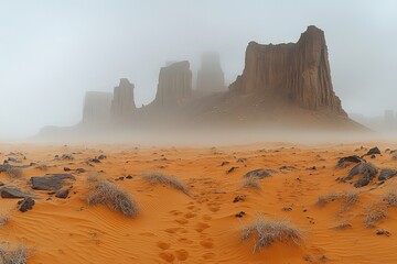 At sunset, the moon casts its glow on a landscape of limestone chimneys and rock formations near the dry salt lake Abbe in Djibouti