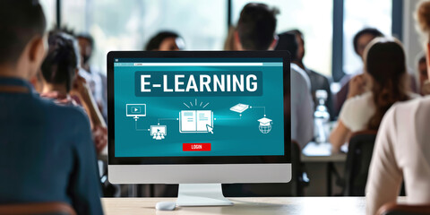 Fototapeta premium E-learning website with brisk sofware for student to study online on the internet network