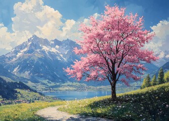 A surreal fantasy landscape painted in soft pastel hues using digital techniques