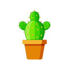 Colorful Cactus in a Pot Vector Illustration - Decorative Succulent Plant Design