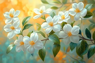 Fototapeta premium Delicate White Flowers in Soft Sunlight