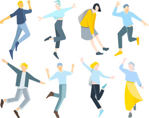 Vector Icon Set Line Drawing Illustration Vector Icon Set - Various People - Various Movements